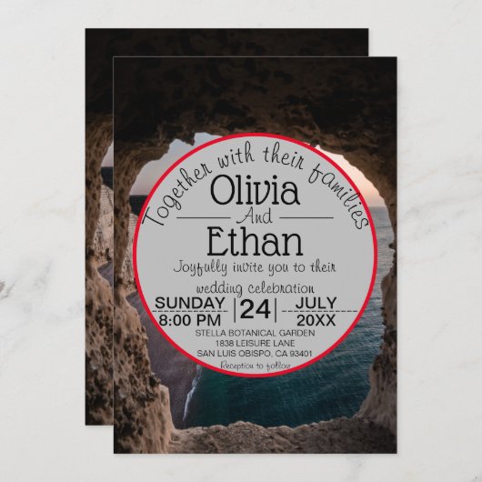 Seascape Beach feiern Einladung Hochzeit (Vorne/Hinten)