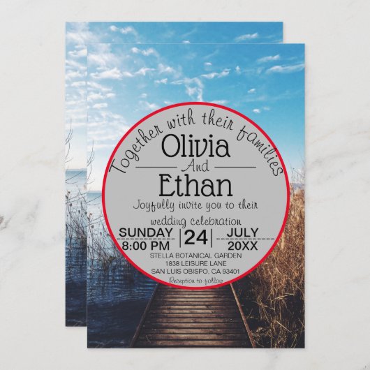 Seascape Beach feiern Einladung Hochzeit (Vorne/Hinten)