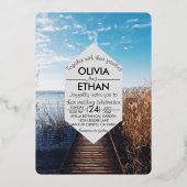 Seascape Beach feiern Hochzeitsfoil Einladung (Vorderseite)