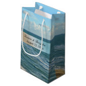 Seascape Beach Hochzeit Blue Ocean Kleine Geschenktüte (Rückseite Schrägansicht)