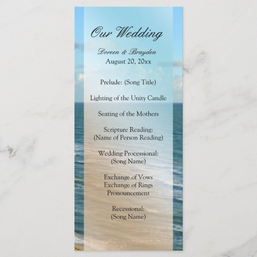 Seascape Beach Hochzeit Blue Ocean Programm (Vorderseite)