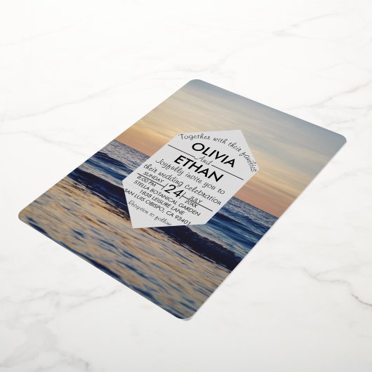 Seascape Beach Hochzeitsfoil Einladung (Gedreht)