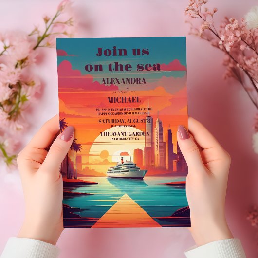 Seascape Beach Kreuzfahrt Hochzeit Einladung