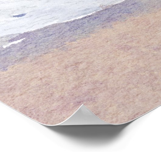 Seascape Beach und Waves Wasserfarbe Poster (Ecke)