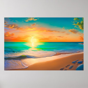 Seascape bei Sonnenuntergang Poster