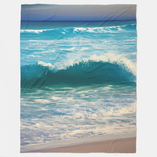 Seascape Blue Ocean Wave Fleecedecke (Vorderseite)