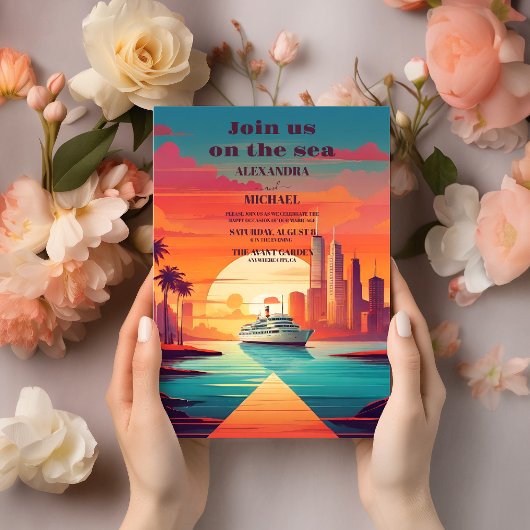 Seascape Cruise Palm Wedding Einladung