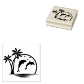 Seascape Dolphin Jumping Palm Tree Ozean Gummistempel (Stempel)