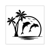 Seascape Dolphin Jumping Palm Tree Ozean Gummistempel (Prägung)