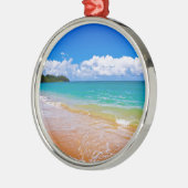 Seascape entlang der Hanalei Bay Ornament Aus Metall (Links)