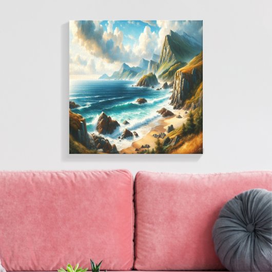 Seascape Gemälde Strand mit Klippen Leinwanddruck (Insitu (Wohnzimmer))