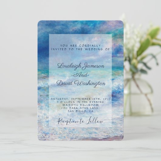 Seascape Hochzeit Einladung (Stehend Vorderseite)