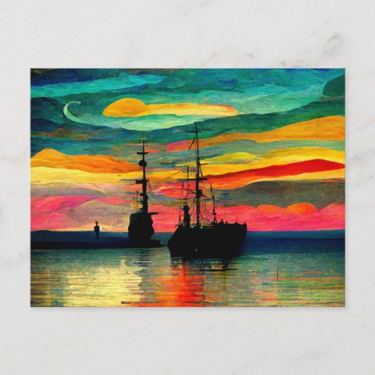 Seascape inspiriert von Kandinsky und Paul Klee Postkarte (Vorderseite)