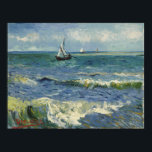 Seascape Les Saintes-Maries-de-la-Mer von Van Gogh Poster<br><div class="desc">Seascape in der Nähe von Les Saintes-Maries-de-la-Mer von Vincent Van Gogh, Öl auf der Leinwand 1888, ist ein Landschaftsbild eines Strandes mit Mohn, Wellen brechen und Boote, die auf dem Mittelmeer segeln. Gemalt als der Künstler in Arles im Süden Frankreichs lebte, offenbart das Bild Van Goghs Übergang von den Lehren...</div>