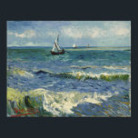 Seascape Les Saintes-Maries-de-la-Mer von Van Gogh Poster<br><div class="desc">Seascape in der Nähe von Les Saintes-Maries-de-la-Mer von Vincent Van Gogh, Öl auf der Leinwand 1888, ist ein Landschaftsbild eines Strandes mit Mohn, Wellen brechen und Boote, die auf dem Mittelmeer segeln. Gemalt als der Künstler in Arles im Süden Frankreichs lebte, offenbart das Bild Van Goghs Übergang von den Lehren...</div>