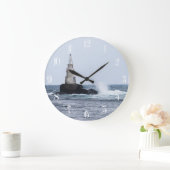 Seascape mit Leuchtturm Große Wanduhr (Zuhause)