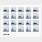 Seascape mit Leuchtturm Quadratischer Aufkleber (Blatt)