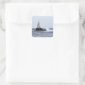 Seascape mit Leuchtturm Quadratischer Aufkleber (Tasche)