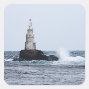 Seascape mit Leuchtturm Quadratischer Aufkleber