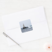 Seascape mit Leuchtturm Quadratischer Aufkleber (Umschlag)