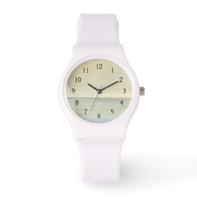 Seascape mit ruhiger Orangensonne Armbanduhr (Vorderseite)