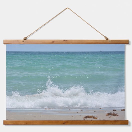 Seascape Splashashing Ocean Waves Foto Wandteppich Mit Holzrahmen (Vorne)
