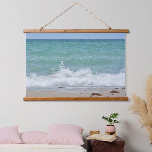Seascape Splashashing Ocean Waves Foto Wandteppich Mit Holzrahmen (Schlafzimmer)
