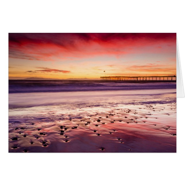 Seascape und Pier bei Sonnenuntergang, CA (Vorderseite (Horizontal))