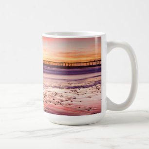 Seascape und Pier bei Sonnenuntergang, CA Kaffeetasse