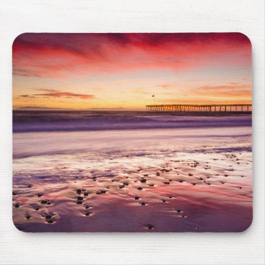 Seascape und Pier bei Sonnenuntergang, CA Mousepad (Vorne)