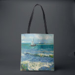 Seascape | Vincent van Gogh Tasche<br><div class="desc">Seascape in der Nähe von Les Saintes-Maries-de-la-Mer (1888) von dem niederländischen Postimpressionisten Vincent Van Gogh. Original-Kunstwerk ist ein Ölgemälde auf der Leinwand,  das ein Boot auf einem abstrakten blauen Ozean darstellt. Verwenden Sie die Entwurfstools,  um einen benutzerdefinierten Text hinzuzufügen oder das Bild zu personalisieren.</div>