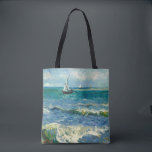 Seascape | Vincent van Gogh Tasche<br><div class="desc">Seascape in der Nähe von Les Saintes-Maries-de-la-Mer (1888) von dem niederländischen Postimpressionisten Vincent Van Gogh. Original-Kunstwerk ist ein Ölgemälde auf der Leinwand,  das ein Boot auf einem abstrakten blauen Ozean darstellt. Verwenden Sie die Entwurfstools,  um einen benutzerdefinierten Text hinzuzufügen oder das Bild zu personalisieren.</div>