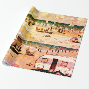 Seascape, Vintage Karawane am Strand Geschenkpapier