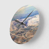 Seascape Waves Original Handgemalte Kunst Runde Wanduhr (Winkel)