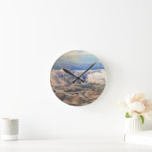 Seascape Waves Original Handgemalte Kunst Runde Wanduhr (Zuhause)