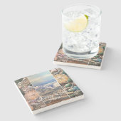 Seascape Welcome Blue Personalize Print Steinuntersetzer (Seitenansicht)