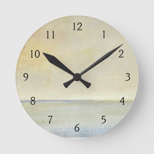 Seascape with Tranquil Orange Sunset Runde Wanduhr (Vorderseite)