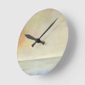 Seascape with Tranquil Orange Sunset Runde Wanduhr (Winkel)