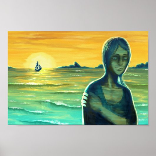 Seascape Women Portrait Digital Painting Poster (Vorne)