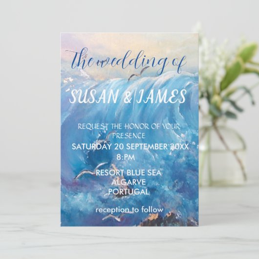 Seascape-Ziel Einladung (Stehend Vorderseite)