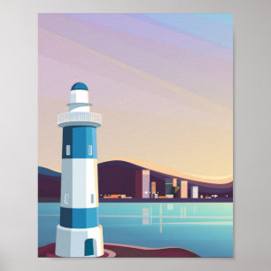 Seascapes mit Leuchtturm Poster