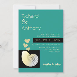 Seashell and Hearts, Beach Wedding Einladung