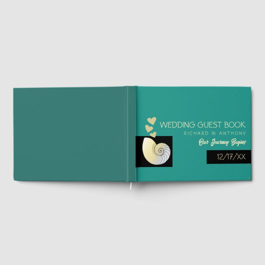Seashell and Hearts, Beach Wedding Gästebuch (Voll)