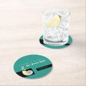 Seashell and Hearts, Beach Wedding Runder Pappuntersetzer (Vor Ort)