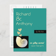 Seashell and Hearts, Beach Wedding Save the Date