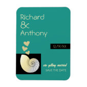 Seashell and Hearts, Beach Wedding Save the Date Magnet (Vertikal)
