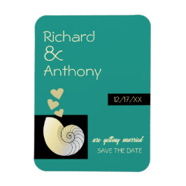 Seashell and Hearts, Beach Wedding Save the Date Magnet