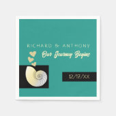 Seashell and Hearts, Beach Wedding Serviette (Vorderseite)