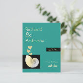 Seashell and Hearts, Beach Wedding Vielen Dank Postkarte (Stehend Vorderseite)
