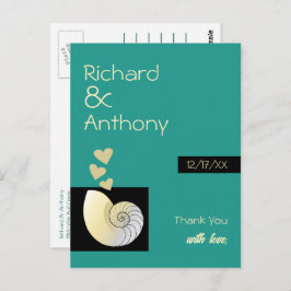 Seashell and Hearts, Beach Wedding Vielen Dank Postkarte